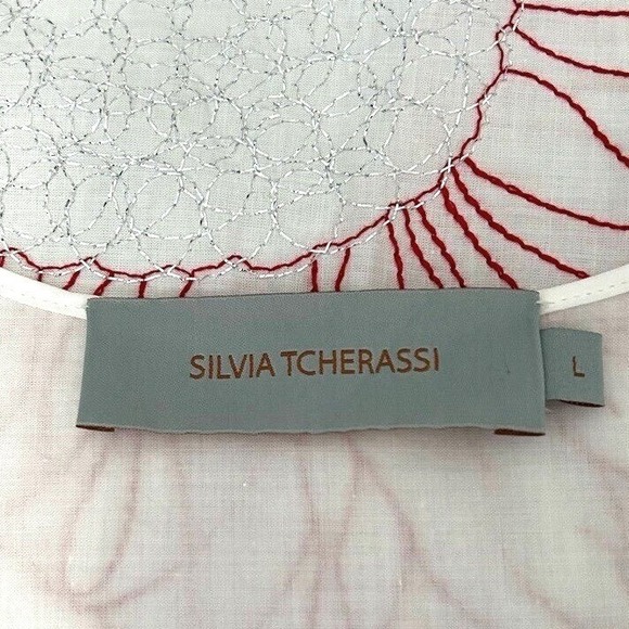 SILVIA TCHERASSI Mayfair embroidered red sunflowers boho maxi tunic dress L - Picture 6 of 14